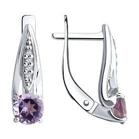 Серьги Diamant - Серебро 925, Аметист, Фианит (арт. 94-320-00498-1)