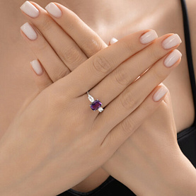 Кольцо SOKOLOV - Серебро 925, Аметист, Фианит (арт. 92014655)