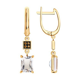 Серьги Diamant - Золото 585, Горный хрусталь (арт. 51-321-02948-1)
