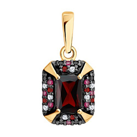 Подвеска SOKOLOV - Серебро 925, Гранат, Синтетический рубин, Фианит (арт. 92030895)