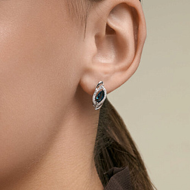 Серьги SOKOLOV - Золото 585, Топаз лондон, Фианит (арт. 729357-3)