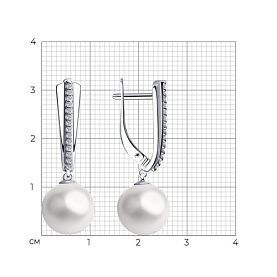 Серьги SOKOLOV - Серебро 925, Жемчуг синтетический, Фианит (арт. 94023546)
