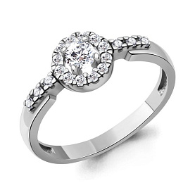 Кольцо Аквамарин - Серебро 925, Фианит (арт. 600391А.5)