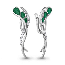 Серьги Аквамарин - Серебро 925, Агат, Фианит (арт. 4967309А.5)