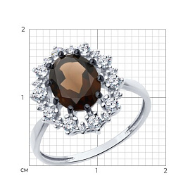 Кольцо Diamant - Серебро 925, Раухтопаз, Фианит (арт. 94-310-02042-4)
