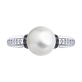 Кольцо SOKOLOV - Серебро 925, Жемчуг имитация, Фианит (арт. 94014414)