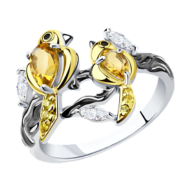 Кольцо SOKOLOV - Серебро 925, Фианит, Цитрин (арт. 92011502)