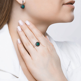 Кольцо SOKOLOV - Серебро 925, Агат, Фианит (арт. 92011386)