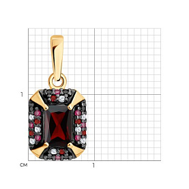 Подвеска SOKOLOV - Серебро 925, Гранат, Синтетический рубин, Фианит (арт. 92030895)