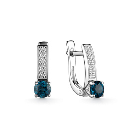 Серьги Дар - Серебро 925, Топаз лондон, Фианит (арт. С-3495рс41100)