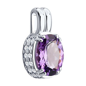 Подвеска SOKOLOV - Серебро 925, Фианит, Аметист (арт. 92030855)