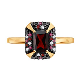 Кольцо SOKOLOV - Серебро 925, Гранат, Синтетический рубин, Фианит (арт. 92014867)