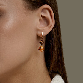 Серьги SOKOLOV - Золото 585, Раухтопаз, Цитрин (арт. 729271)