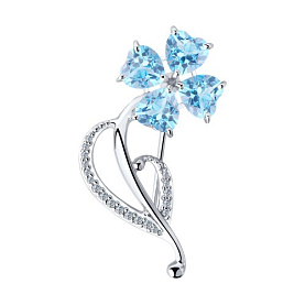 Брошь SOKOLOV - Серебро 925, Топаз, Фианит (арт. 92040082)