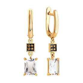 Серьги Diamant - Золото 585, Горный хрусталь (арт. 51-321-02948-1)