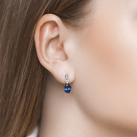 Серьги SOKOLOV - Серебро 925, Синтетический сапфир , Фианит (арт. 88020002)
