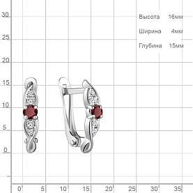 Серьги Аквамарин - Серебро 925, Гранат, Фианит (арт. 4755003А.5)