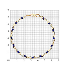 Браслет SOKOLOV - Золото 585, Синтетический сапфир , Фианит (арт. 750240)