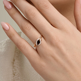 Кольцо SOKOLOV - Золото 585, Гранат, Фианит (арт. 717370)