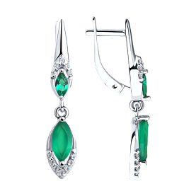 Серьги SOKOLOV - Серебро 925, Агат, Фианит (арт. 92022031)