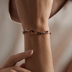 Браслет SOKOLOV - Золото 585, Гранат, Фианит (арт. 750253)