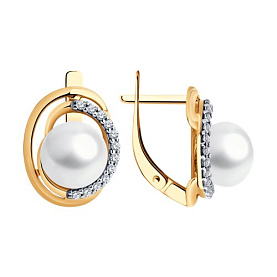 Серьги Diamant - Серебро 925, Жемчуг культивированный, Фианит (арт. 93-320-01927-1)