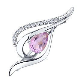 Брошь Diamant - Серебро 925, Аметист, Фианит (арт. 94-340-01045-3)