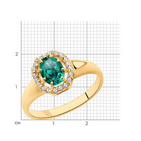 Кольцо SOKOLOV - Серебро 925, Синтетический изумруд, Фианит (арт. 82010014)