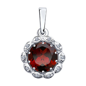Подвеска SOKOLOV - Серебро 925, Гранат, Фианит (арт. 92030486)