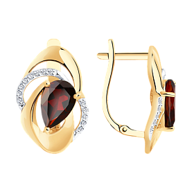 Серьги Diamant - Золото 585, Гранат, Фианит (арт. 51-320-00938-1)