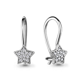 Серьги Аквамарин - Серебро 925, Фианит (арт. 490029.5)