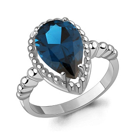Кольцо Аквамарин - Серебро 925, Синтетический топаз Лонд, Фианит (арт. 65021693.5)