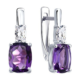 Серьги SOKOLOV - Серебро 925, Аметист, Фианит (арт. 92023174)