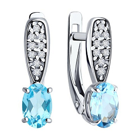 Серьги Diamant - Серебро 925, Топаз, Фианит (арт. 94-320-00176-1)