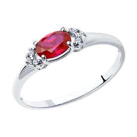 Кольцо SOKOLOV - Серебро 925, Синтетический рубин, Фианит (арт. 84010015)