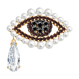 Брошь SOKOLOV - Серебро 925, Жемчуг синтетический, Фианит (арт. 93040064)