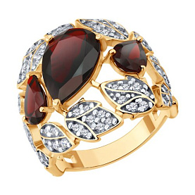 Кольцо Diamant - Серебро 925, Гранат, Фианит (арт. 93-310-00855-1)