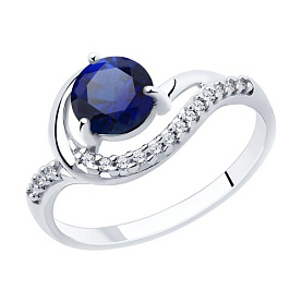 Кольцо Diamant - Серебро 925, Синтетический сапфир , Фианит (арт. 94-310-00413-1)