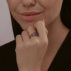 Кольцо SOKOLOV - Серебро 925, Синтетический сапфир , Фианит (арт. 88010076)