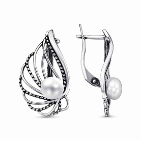 Серьги Красная пресня - Серебро 925, Жемчуг культивированный (арт. 33316162)