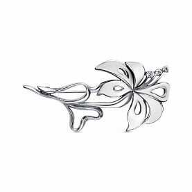 Брошь Красная пресня - Серебро 925, Фианит, Эмаль (арт. 13815100Пл)