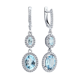 Серьги Diamant - Серебро 925, Топаз, Фианит (арт. 94-321-02046-1)