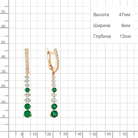 Серьги Аквамарин - Серебро 925, Синтетический изумруд, Фианит (арт. 49191АГ.6)