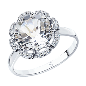 Кольцо SOKOLOV - Серебро 925, Горный хрусталь, Фианит (арт. 92011206)