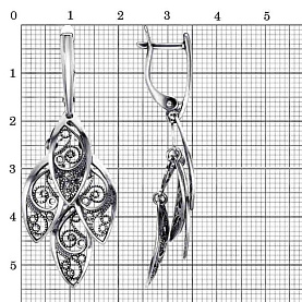 Серьги Красная пресня - Серебро 925 (арт. 33014600)