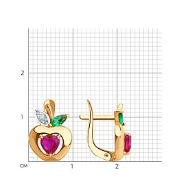 Серьги Diamant - Золото 585, Синтетический рубин, Фианит (арт. 51-120-02858-1)
