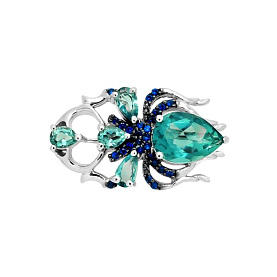 Брошь Эвора - Серебро 925, Кварц, Синтетический сапфир (арт. 647499)