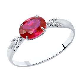 Кольцо SOKOLOV - Серебро 925, Синтетический рубин, Фианит (арт. 84010020)