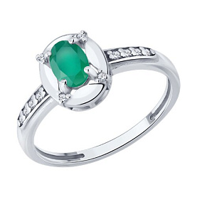 Кольцо SOKOLOV - Серебро 925, Агат, Фианит (арт. 92014855)