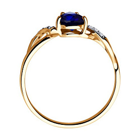 Кольцо SOKOLOV - Золото 585, Синтетический сапфир , Фианит (арт. 716327)